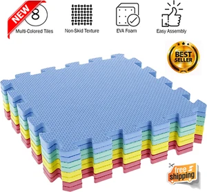 8 PCS Foam Floor Mats Padding for Exercise Gym All Use Interlocking EVA - Picture 1 of 6
