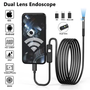 Endoscopio 1080P cámara de inspección de doble préstamo para Android iOS iPhone 16/15/14/13 - Imagen 1 de 15