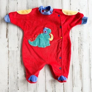 Vintage 90s Little Me Baby Boy Dinosaur Footie Pajamas Sleeper USA Newborn 0-3M - Picture 1 of 10