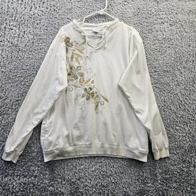 Camisa de praia Crazy Shirts flores tropicais L cordão Henley #271 EUA *Mancha - Imagem 1 de 4