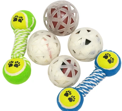 Paquete de 5 pelotas de fútbol de juguete para mascotas perros de juguete de golosinas difíciles pelotas de tenis dobles Foto 1 de 4