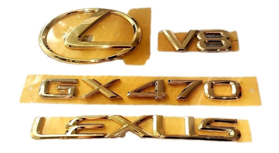 适合全新雷克萨斯 GX470 徽章后套件 Trunk Word 金色 2003 2004 2005 2006 07 08 9 — 第 1/1 张图片