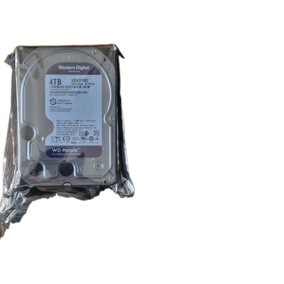 WD Purple 4TB per Videosorveglianza, Hard Disk interno da 3.5" SATA 6Gb/s - Immagine 1 di 1