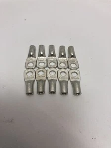 10 Burndy Compression Lug Terminals 12-10 Gauge Wire 7/16” Strip Lg 8-19 Stud - Picture 1 of 3