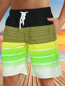 New Men's Beach Shorts Fun 3D Striped Print Swim Trunks Fashion Summer Loose - Bild 1 von 32