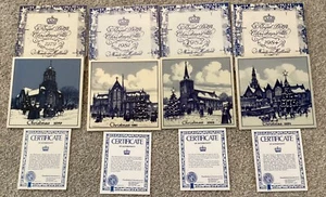 Delft-style Commemorative Transfer Tiles by Royal Schoonhoven Set of 4 - Picture 1 of 3