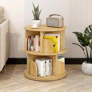 Sanctuary 360-degree Rotating 2 Tier Display Shelf Bookcase Organiser (Natural) - Picture 1 of 3