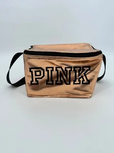 Fiambrera Victoria Secret ROSA Oro Rosa Nunca Usada Logo con Cremallera - Imagen 1 de 5