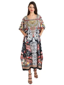 Miss Lavish Women's Kaftan Tunic Kimono Maxi Dress Summer Beach Cover Up Plus... - Picture 1 of 8