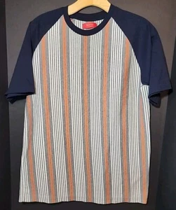 Bench/ Mens Large Blue/Gray/Orange Striped Short Sleeve T-shirt - Picture 1 of 6