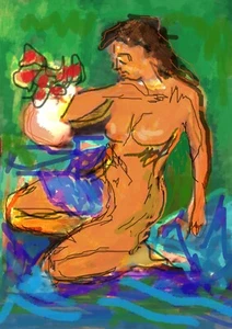 Janis With Flowers - Numbered, Limited Edition Print - By F. DeTrolio - Picture 1 of 8