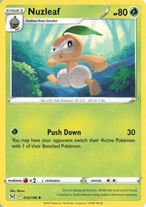 Pokemon TCG Lost Origin Nuzleaf Regular Uncommon 012/196 EX/LP - Picture 1 of 2