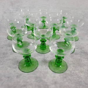 12 Classic "Weinrömer" 0,1L West Germany Handarbeit Weinglas in grün Glas Glass - Bild 1 von 10
