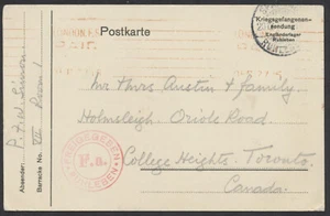 1915 Ruhleben bei Spandau Christmas Card to Toronto Canada via London Censored - Picture 1 of 2