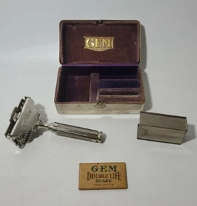 Set rasoio di sicurezza vintage GEM con custodia originale RARO  - Foto 1 di 10