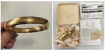 "Brazalete Acanalado VERONESE Italia Oro 18K Unido Plata de Ley 7.75"" con Caja" Foto 1 de 4