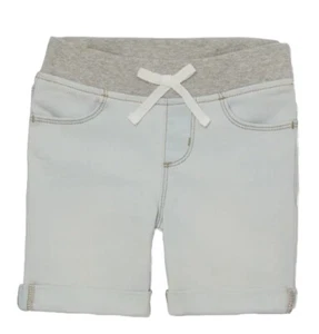 Wonder Nation Girls Size M 7-8 Ribbed Waist Light Wash Denim Stretch Shorts - Picture 1 of 7