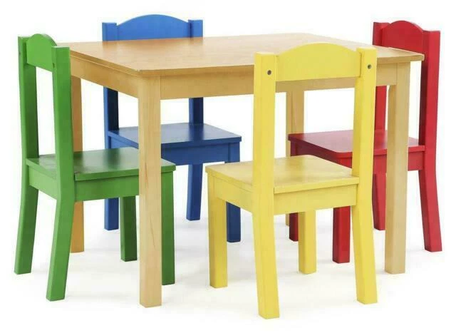 Tot Tutors TC715 Kids Wood Table and 4 Chairs - Multi-Color