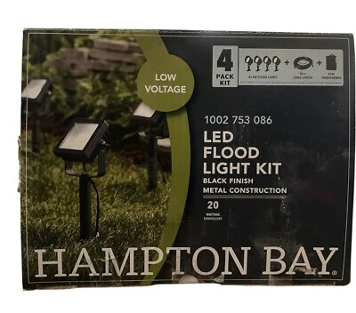 Hampton Bay Low Voltage Black LED 350 LM Outdoor Landscape Flood Lights (4-Pack) - Image 1 of 4