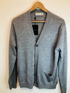 Pringle of Scotland Cardigan Grey Long Sleeve 100% Merino Wool Knit Small BNWT - Picture 1 of 8