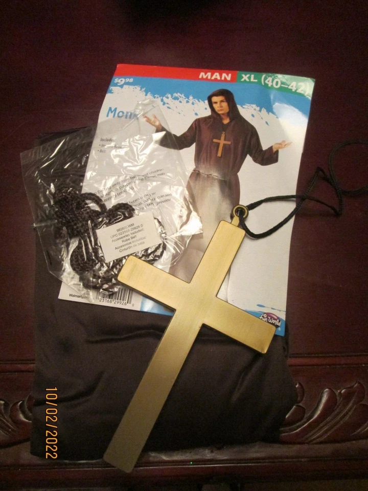 Disfraz Monje Hombre XL (40-42) BONUS Crucifijo Nuevo Envío Rápido Foto 1 de 3