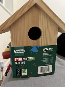 Paint Your Own Wild Bird Nest Box Garden wall Tree Hanging Feeding Bird Nesting - Picture 1 of 5