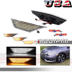 FOR 2016-21 HONDA CIVIC CLEAR SIDE MARKER LAMP TURN SIGNAL LIGHT Switchback LED - Picture 1 of 16