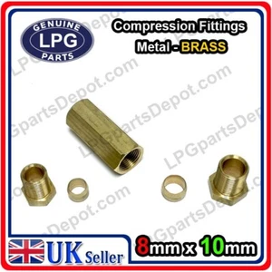 8mm to 10mm Copper pipe STRAIGHT compression connector fitting with NUTs n OLIVE - Picture 1 of 3