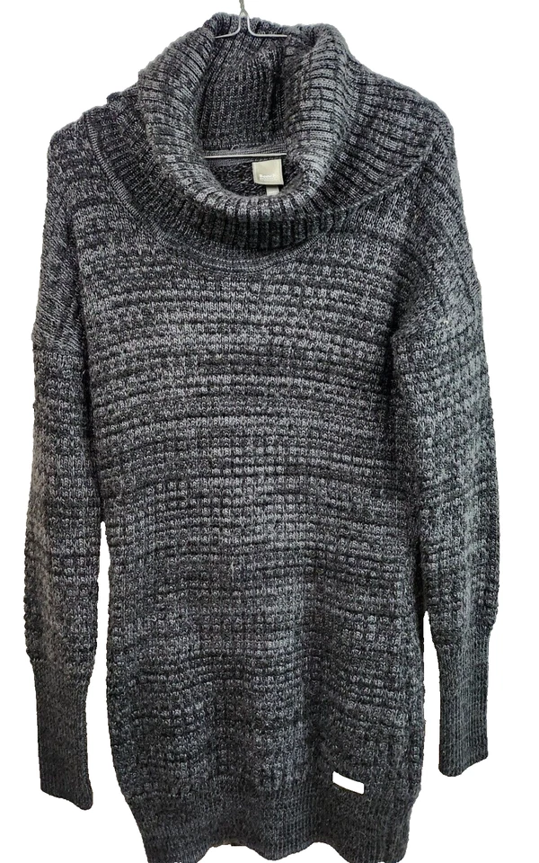Vestido Suéter Bench Mujer Mezcla Lana Pequeño Gris Grueso Tejido Capucha Cuello Preppy Foto 1 de 4