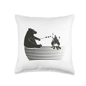 Bear Barbecue Outdoor Nature Forest Animal Throw Pillow 16x16 Multicolor - Picture 1 of 3