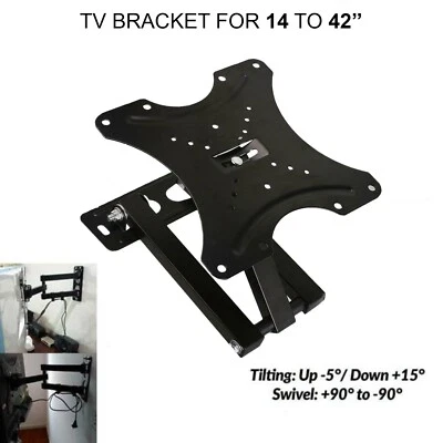 Full Motion TV Wall Mount Bracket Swivel Tilt 10 14 18 26 32 40 42 Inch LED LCD - Image 1 of 4