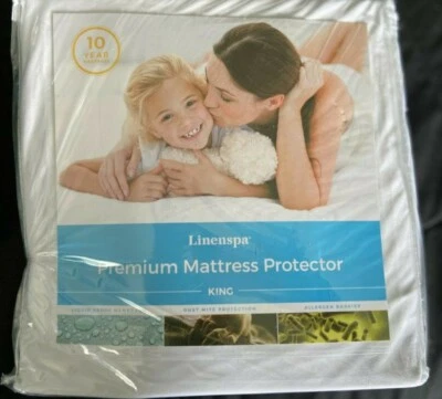 Гладкая защита для матраса Linenspa Premium - белый аллергенный барьер большого размера - Изображение 1 из 2