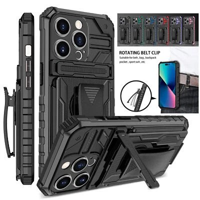 Funda de teléfono con clip para cinturón y soporte de alta resistencia para iPhone 15 Plus 14 13 Pro Max 12 Foto 1 de 4