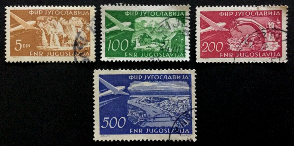 1951-52 Yugoslavia Air Post Sc. C50-53 Complete Set Used - Image 1 of 1