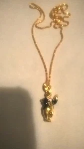 Gold, Silver, Bronze Plated Alice in Wonderland W Rabbit Necklace - Picture 1 of 10