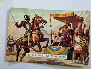 Vintage Sanitarium Collectable Card no 8 the Incas greet Pizarro - Foto 1 di 2