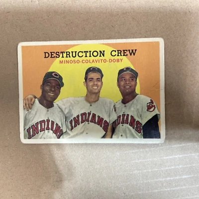 1959 Topps #166 - Destruction Crew: Larry Doby, Rocky Colavito, Minnie Minoso - Image 1 of 2