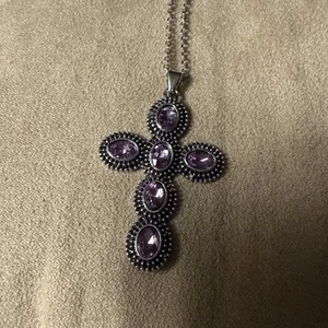 Love This Retro Pink Resin Cross Pendant Necklace - Picture 1 of 7