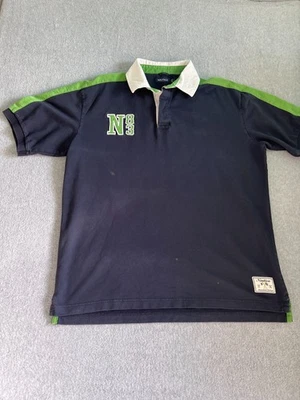 Vintage Nautica navy blue and gree 90s rugby polo shirt spellout - Image 1 of 4
