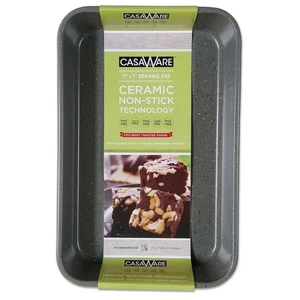 Horno tostador sartén para hornear 7 x 11 pulgadas recubierta de cerámica antiadherente (granito plateado) - Imagen 1 de 4
