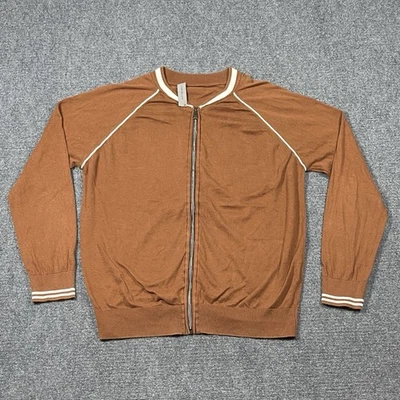Corneliani Zip Up Cotton Cashmere Sweatshirt Brown Size 52 Medium-Large - Image 1 of 4