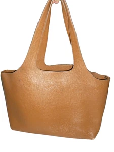 Cuyana Brown Pebble Grain Leather Tote Bag Top Handles Snap Button Large Handbag - Picture 1 of 12