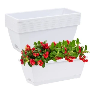 Window Box Planter, 7 Pack Plastic Vegetable Flower Planters Boxes 17 Inches ... - Picture 1 of 7