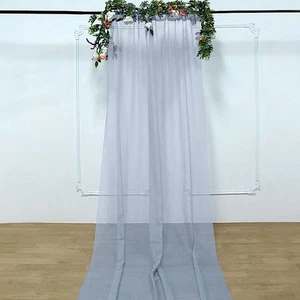 DUSTY BLUE 5ft x 14ft Premium Chiffon SHEER CURTAIN Window Drape Panel Party - Picture 1 of 8