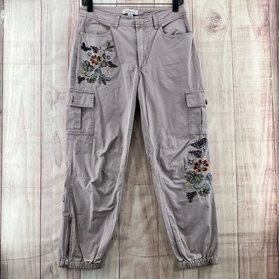 Pantalones de chándal Sundance Botanical Cargo para mujer talla 4 florales bordados rosa claro Foto 1 de 4