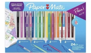 Paper Mate Flair 24pk Felt Tip Pens 4 Tips Styles Multicolored Gift - Picture 1 of 5