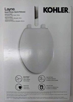 Kohler Layne QR R34069-0 Elongated Toilet Seat Quiet Close Antimicrobial White - Image 1 of 2