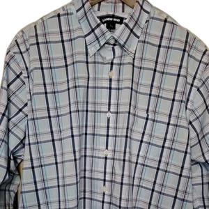 Camisa Oxford Lands End Para Hombres L Azul Blanco A Cuadros Abotonada Manga Larga Informal - Imagen 1 de 6