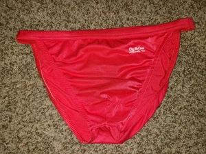 Mens Vintage Cliff McCann Swim String Bikini Brief Size Large Red Made In USA - Imagen 1 de 5