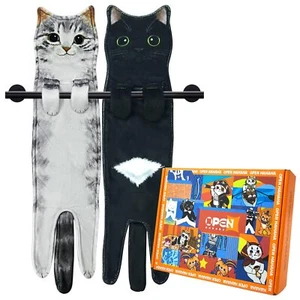 Funny Cat Hand Towels for Bathroom Kitchen Decor Cat TowelCute Decorative Han... - Picture 1 of 9